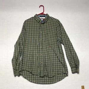 Tommy Hilfiger Mens Plaid Button Down Shirt Long Sleeve Green Yellow Size G/G